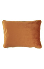 Coussin rectangulaire en velours couleur orange avec galon torsadé doré 35 x 45