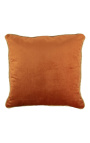 Coussin carré en velours couleur orange avec galon torsadé doré 45 x 45