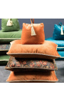 Četvrtasti jastuk od baršuna narančaste boje sa zlatnim obrubom 45 x 45