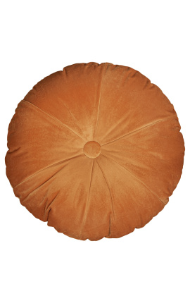 Cuscino rotondo in velluto arancione diametro 40 cm