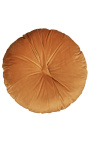 Coussin rond en velours couleur orange 40 cm diamètre
