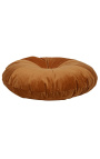 Round oranje-gekleurde velvet cushion 40 cm diameter