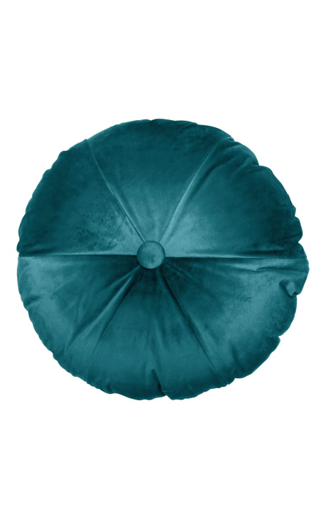 Cojín de terciopelo de color azul redondo 40 cm de diámetro