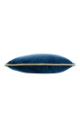 Coussin rectangulaire en velours bleu marine avec galon torsadé doré 35 x 45