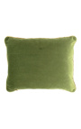 Правоъгълна възглавница в зелен цвят кадифе със златиста въртяща се кант 35 x 45