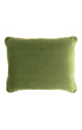 Rechthoekig kussen in groene kleur fluweel met gouden getwirled bies 35 x 45