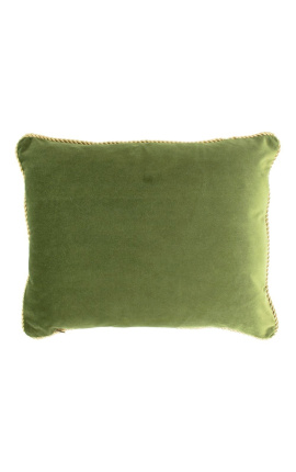 Cojín rectangular en terciopelo de color verde con trim dorado trim girado 35 x 45