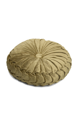 Round gold-colored velvet cushion 30 cm diameter