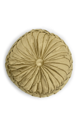 Round gold-colored velvet cushion 30 cm diameter