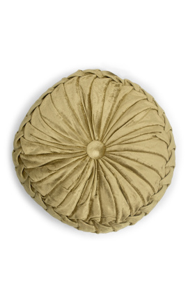 Rundes goldfarbenes Samtkissen mit 30 cm Durchmesser