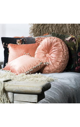 Round rust-gekleurde velvet cushion 40 cm diameter