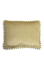 Rectangular gold-colored velvet cushion with tassels 35 x 45