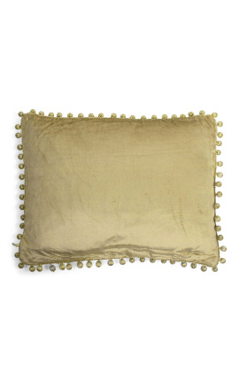 Rechteckiges goldfarbenes Samtkissen mit Quasten 35 x 45