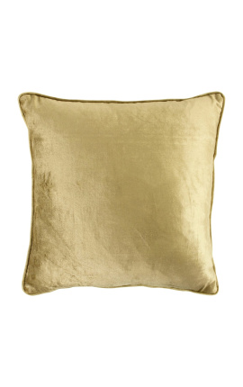 Čtvercový polštář samet ve zlaté barvě 45 x 45