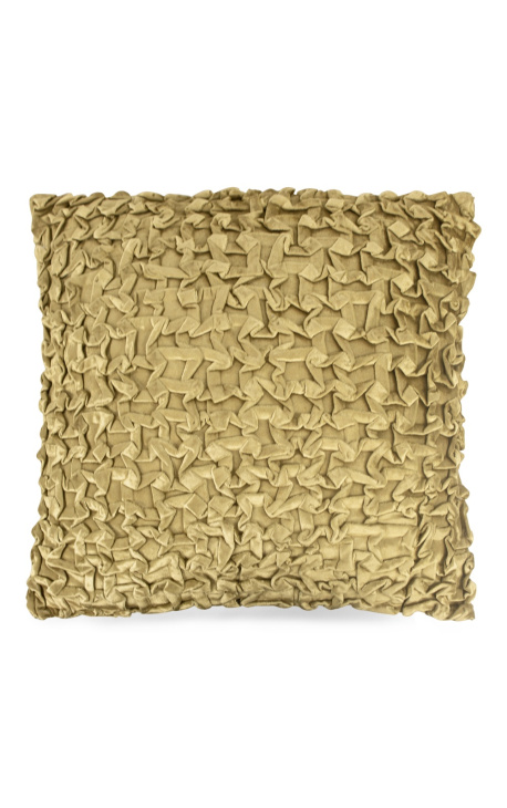 Golden-colored smock velvet square cushion 45 x 45