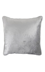 Square cushion in gray color velvet 45 x 45