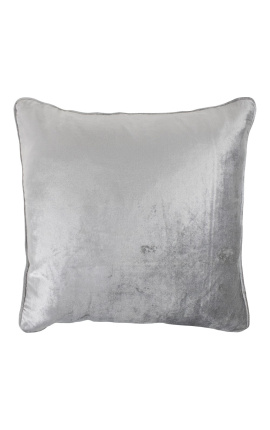Square cushion in gray color velvet 45 x 45