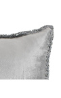 Fyrkantig kudde i grå sammet med paljetter runt 45 x 45