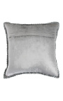 Square cushion in gray velvet with sequins all around 45 x 45