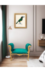 Baroque Louis XV bench green velvet fabric and gold wood
