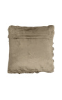 Taupe-colored smock velvet square cushion 30 x 30