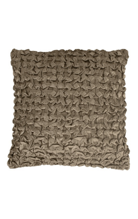 Taupe-colored Smock velvet square cushion 45 x 45