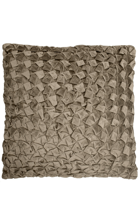 Large square cushion in taupe Smock velvet 50 x 50 Model 1