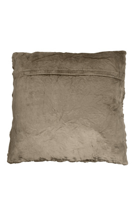Large square cushion in taupe Smock velvet 50 x 50 Model 1