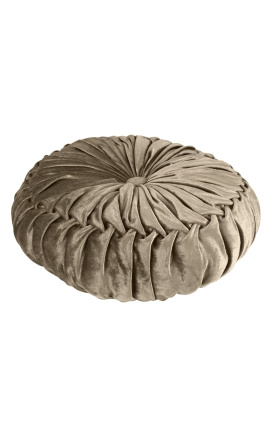 Okrągła aksamitna poduszka Smock taupe o średnicy 40 cm