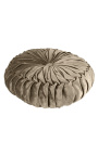 Okrągła aksamitna poduszka Smock taupe o średnicy 40 cm