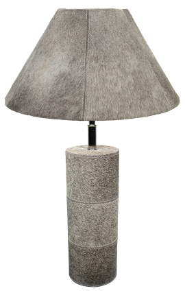 Base della lampada rotonda in cuoio grigio