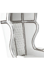 Nagyportás barokk stílusú szék fehér műbőr és faezüst