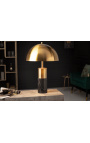 "Burlys" tischlampe aus schwarzem marmor und gold-farbiges Metall der Kunst-Deco Inspiration