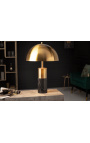 Lampe à poser "Burlys" en marbre noir et métal couleur doré d'inspiration Art-Déco