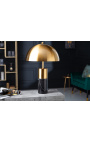 "Burlys" bordlampe i sort marmor og guld-farvet metal af kunst-Deco inspiration