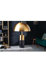 Lámpara de mesa Burlys en mármol negro y metal dorado de inspiración Art-Deco