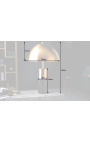 Lampada da tavolo "Burlys" in marmo nero e metallo color oro, ispirazione Art-Deco