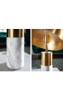 "Burlys" bordslampa i vit marmor och guld-färgad metall av konst-Deco inspiration