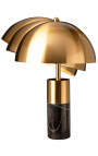 "Burlys" tischlampe aus schwarzem marmor und gold-farbiges Metall der Kunst-Deco Inspiration