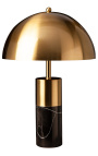 "Burlys" tafellamp in zwart marmer en goud-kleur metaal van kunst-Deco inspiratie