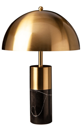Настольная лампа "Burlys" из черного мрамора и металла золотого цвета в стиле ар-деко