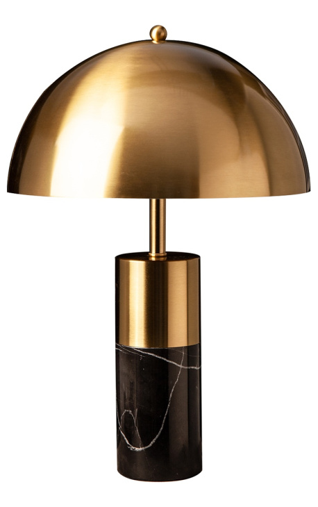 Lampe à poser Burlys en marbre noir et métal couleur doré d'inspiration  Art-Déco