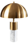 "Burlys" bordlampe i hvid marmor og guld-farvet metal af kunst-Deco inspiration