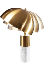 "Burlys" bordlampe i hvid marmor og guld-farvet metal af kunst-Deco inspiration