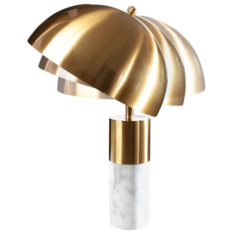 Lampe à poser Burlys en marbre blanc et métal couleur doré d'inspiration  Art-Déco