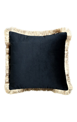 Square cushion in leopard-colored velvet with golden twisted trim 45 x 45