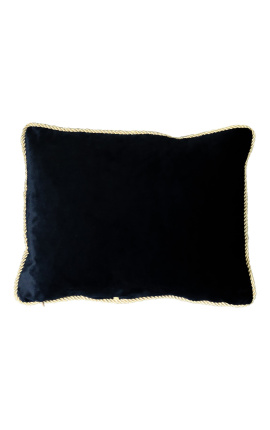 Rectangular cushion in leopard-colored velvet with golden twisted trim 35 x 45