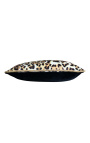 Almofada retangular em veludo cor de leopardo com trança dourada torcida 35 x 45
