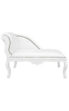 Louis XV Hlaise longue bijela koža i bijelo drvo - 13