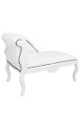 Louis XV Chaise Longue weißes Kunstleder und weißes Holz - 16